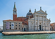 San Giorgio Maggiore - Kampanile und Kirche mit Stirnfassade von Norden aus.