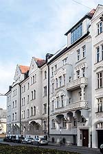 Blick von Nordwesten in die Martiusstraße: das Haus Nr. 6 in der Perspektive der Bauflucht.