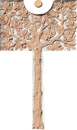 Haus Am Harras 16: Detail Jugendstil-Stuckornament 'Baum'.