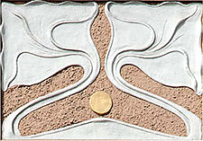 Haus Am Harras 16: Detail Jugendstil-Stuckornament 'Blüten'.