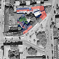 Lageplan des Wohn- und Geschäftshaus Am Harras 16-Plinganserstraße 42, Sendling.