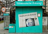 Kiosk mit Branding - ein Zeitungskiosk am Prinzregentenplatz in München.