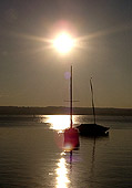 Herrsching am Ammersee: Boote im Sonnenuntergang