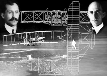 Orville und Wilbur Wright und der Wright Flyer No. 3