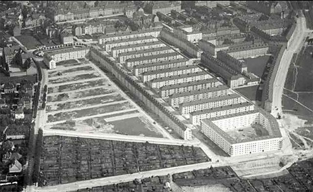 Luftbild der Siedlung von 1932. Die freien Flächen links der Mitte zählen zum Bauabschnitt Nord.