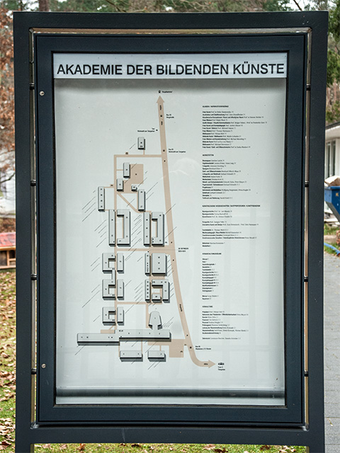 Lageplan mit den Pavillons im Zugangsbereich der Akademie der Bildenden Künste, Nürnberg