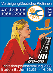Entwurf eines Plakates für die 40. Jahreshauptversammlung der Vereinigung Deutscher Pilotinnen